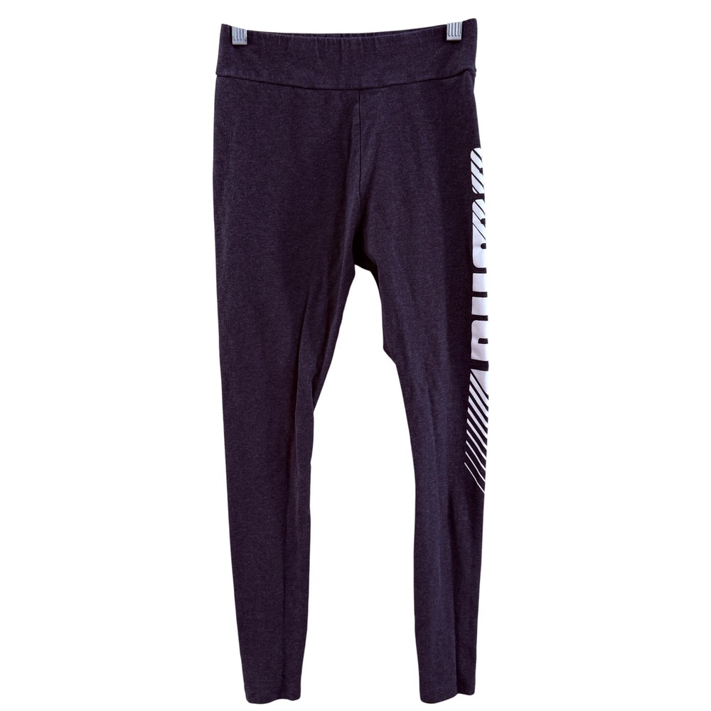 Puma Womens Heathered Grey Graphic Logo Athletic Leggings XS Slim Fit Activewear